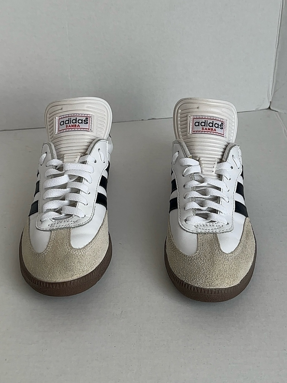 adidas Samba Indoor Soccer Shoes Men’s Size 7 White Black Gum Leather Suede